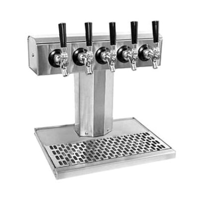 Glastender BT-5-SS Tee Draft Beer / Wine Dispensing Tower w/ (1) 5″ Tower, 5 Faucets, Air-Cooled