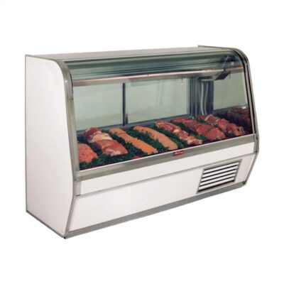 Howard-McCray R-CFS32E-8-LED 98″ Remote Curved Glass Seafood / Poultry Display Case, 1640 BTU – 4 pans, 46 cu. ft. – White