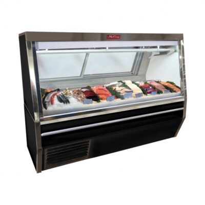 Howard-McCray R-CFS34N-12-BE-LED 144″ Remote Straight Glass Seafood / Poultry Display Case, 4200 BTU – 88 cu. ft. – Black