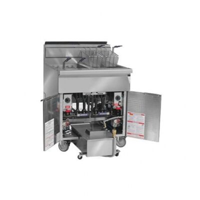 Imperial IFSSP350C Multiple Battery Gas Fryer w/ (3) 50-lb Frypots, Built-In Filter, Computer Controls