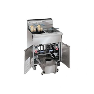 Imperial IHRSP250C Multiple Battery Gas Fryer w/ (2) 50-lb Frypots, Built-In Filter, Range Match