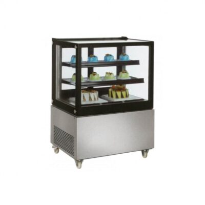 Omcan USA 39540 47″ Refrigerated Bakery Display Case, Self-Contained Squared Glass Full Service with 3/5 HP-Stainless Steel