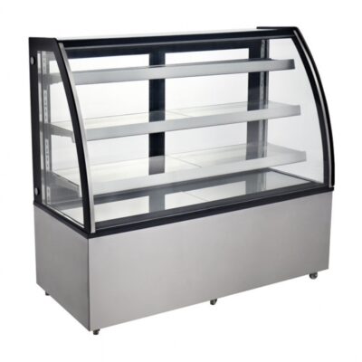 Omcan USA 44504 72″ Refrigerated Bakery Display Case, Self-Contained Curved Glass Full Service with 4/5 HP-Stainless Steel