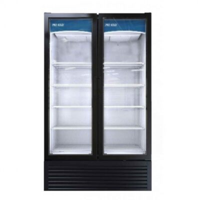 Pro-Kold VC 49 54″ Two Section Swing Glass Door Merchandiser Refrigerator in Black, 41.6 cu. ft.