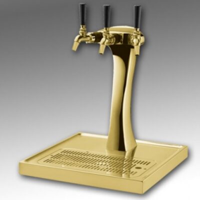 Perlick 4043GD-3B Panther Draft Beer Dispensing Tower, Tarnish-Free Gold Finish, 3 Faucets