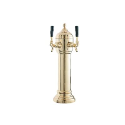 Perlick 4053GD2B Napoli Draft Beer Dispensing Tower, Gold-Plated Brass Finish, 2 Faucets