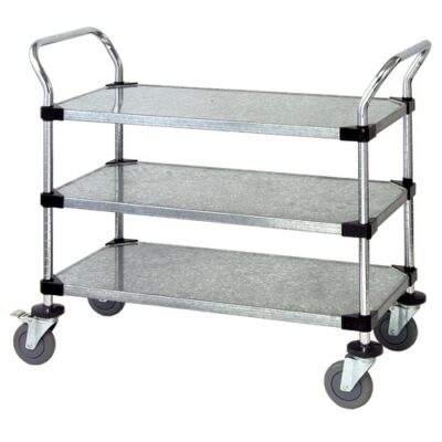 Quantum WRSC-2436SS-3S Metal Wire Bussing Utility Transport Cart