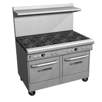 Southbend 4483EE-3CR 48″ Gas Restaurant Range w/ (2) Open Burners, 36″ Charbroiler, (2) Space Saver Ovens, 252.000 BTU