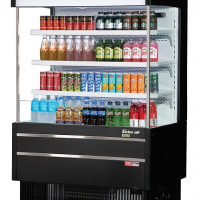 Turbo Air TOM-40MSEW(B)-N 39″ Vertical Open Air Merchandiser, Specify Exterior, Self-Contained, 3 Shelves, Night Curtain, 10.4 cu. ft.