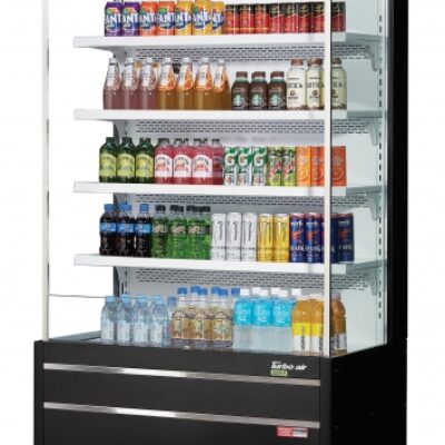 Turbo Air TOM-40SEW(B)-N 39″ Vertical Open Air Merchandiser, Specify Exterior, Self-Contained, 4 Shelves, Glass Sides, 16.1 cu. ft.