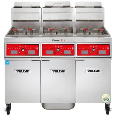 Vulcan 3TR85CF 63″ Powerfry3™ Multiple Battery Gas Fryer w/ (3) 90-lb Frypots, Filtration System